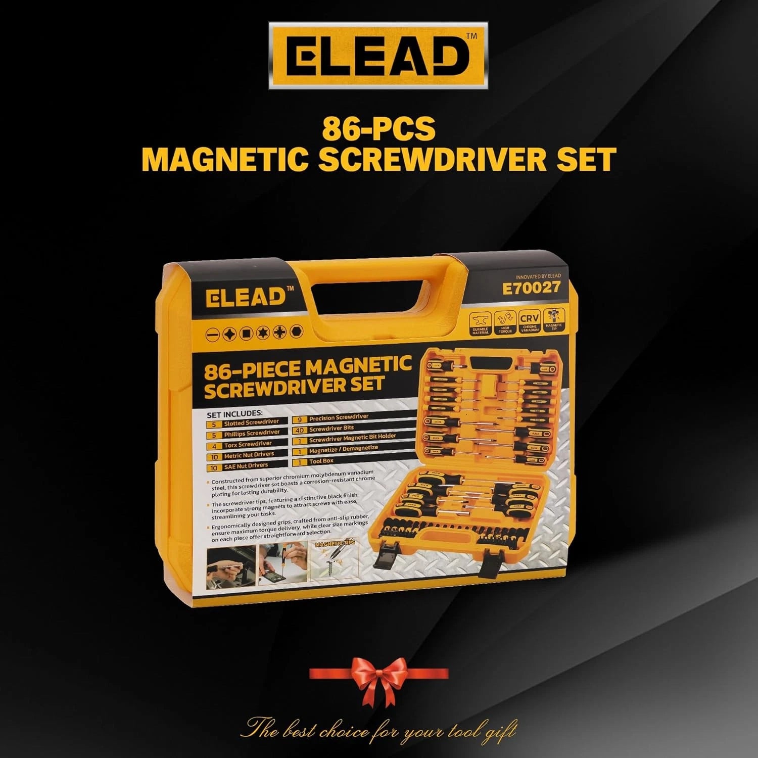 86 Piece Magnetic Screwdriver Set Case Slotted Phillips Torx Nut Drivers Tools