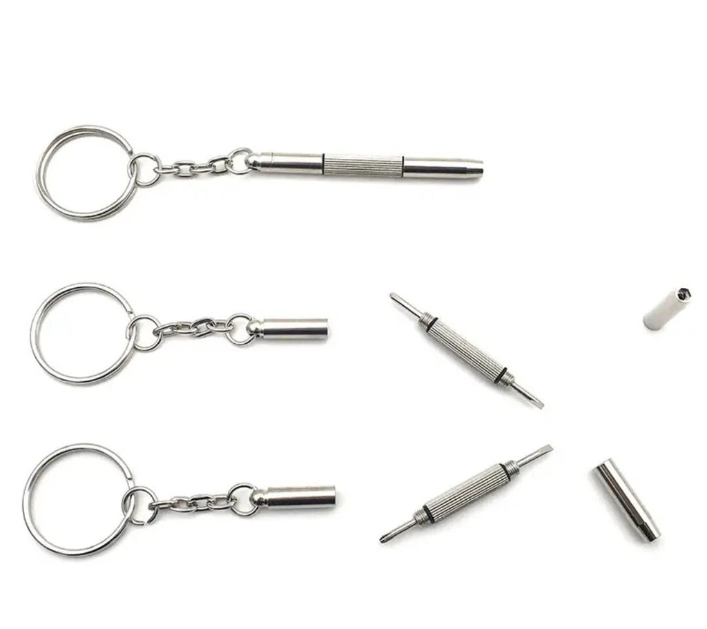 3 In 1 Mini Screwdriver Keyring Repair Set Multi Tool For Glasses, Phone, Watch