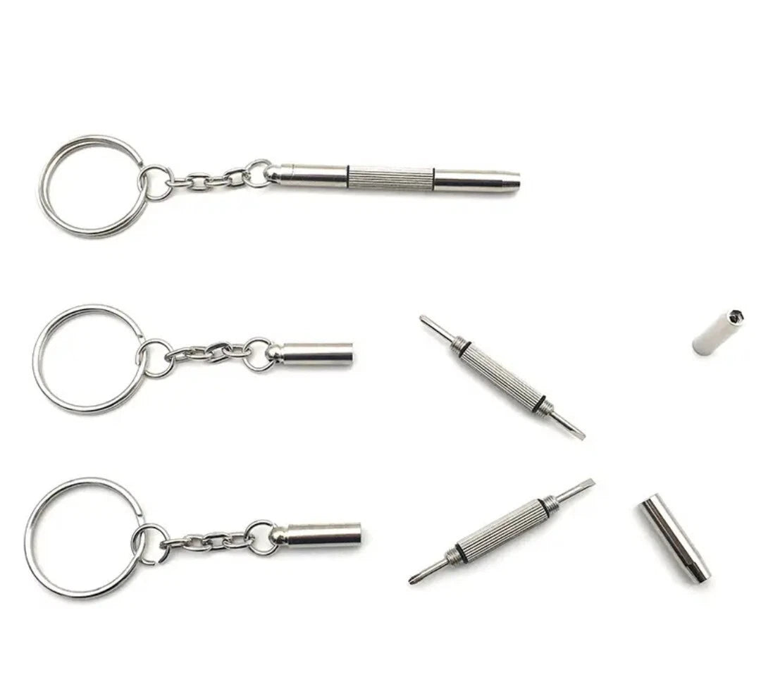 3 In 1 Mini Screwdriver Keyring Repair Set Multi Tool For Glasses, Phone, Watch