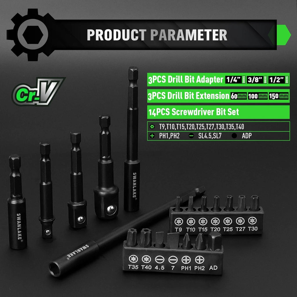 55-Piece Magnetic Nut Driver Set, Metric & SAE 1/4" Hex Shank, Impact Driver So