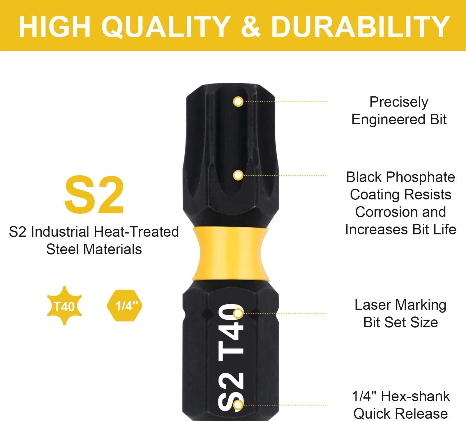 T40 Torx Bit Set 20-Piece Premium S2 Alloy Steel 1-inch Long Screwdriver Inse...