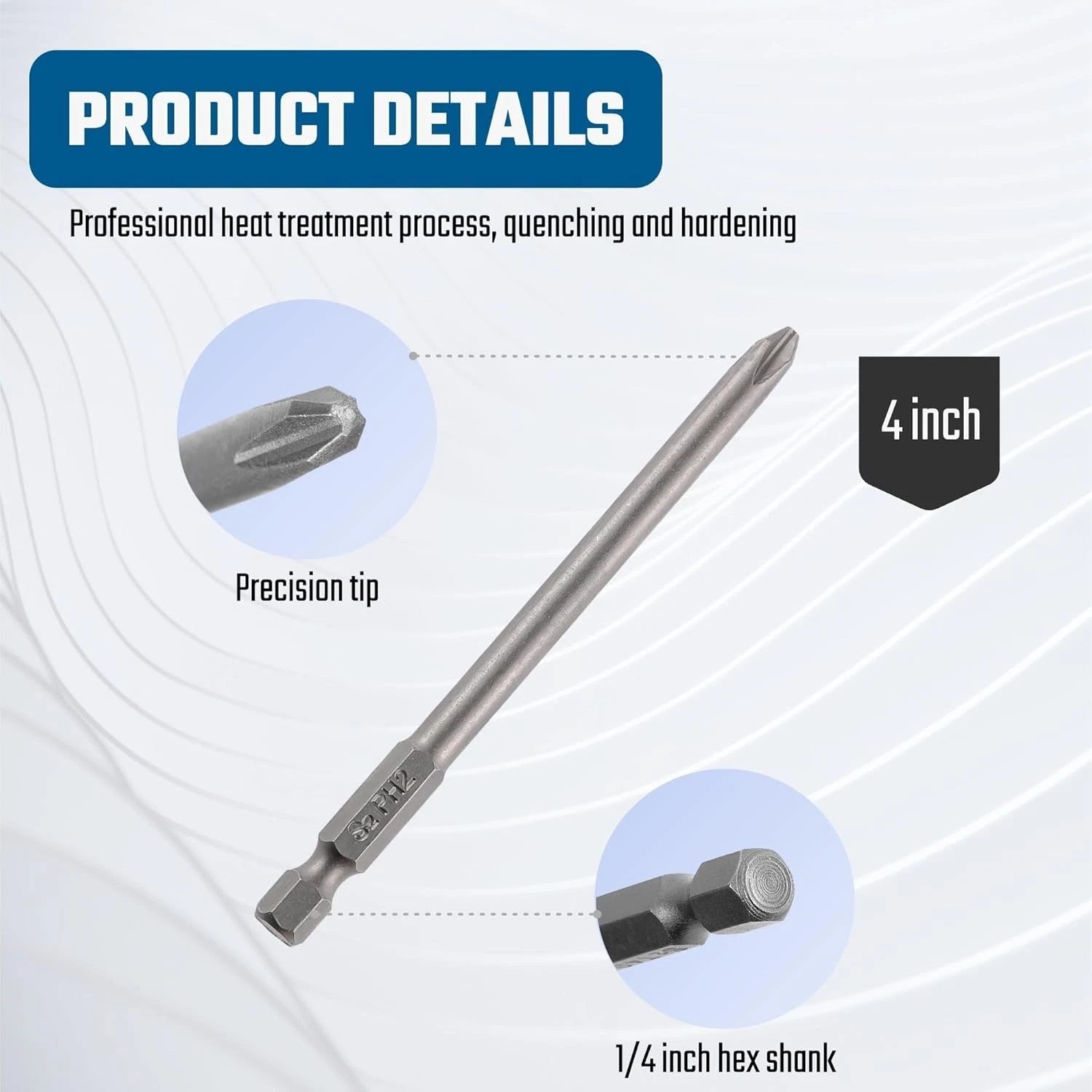 Precision 10PCS Phillips Screwdriver Bit Set - 4 Inch S2 Steel with Magnetic Tip