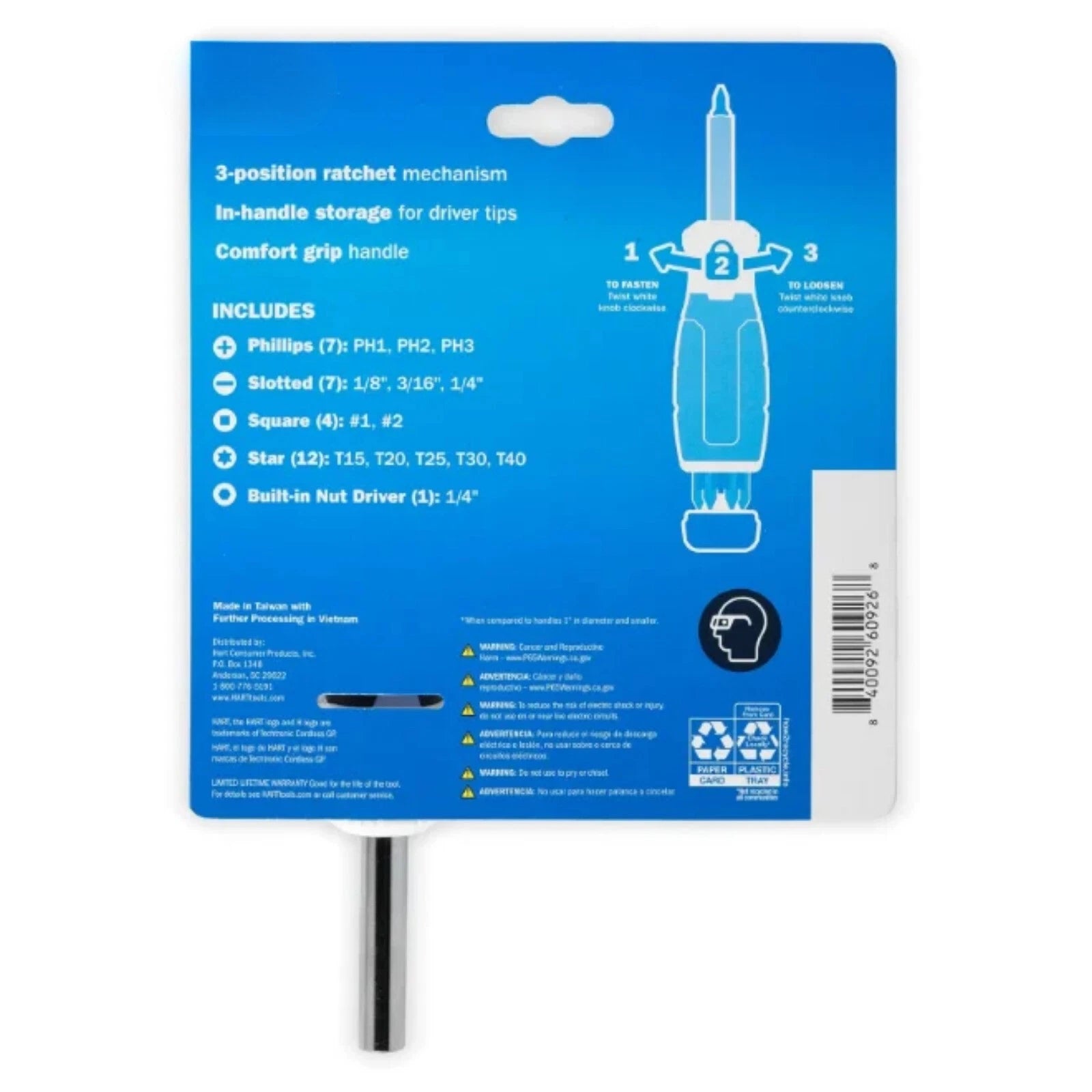 31-Piece Ratcheting Screwdriver Set with 3-Position Ratchet Mechanism