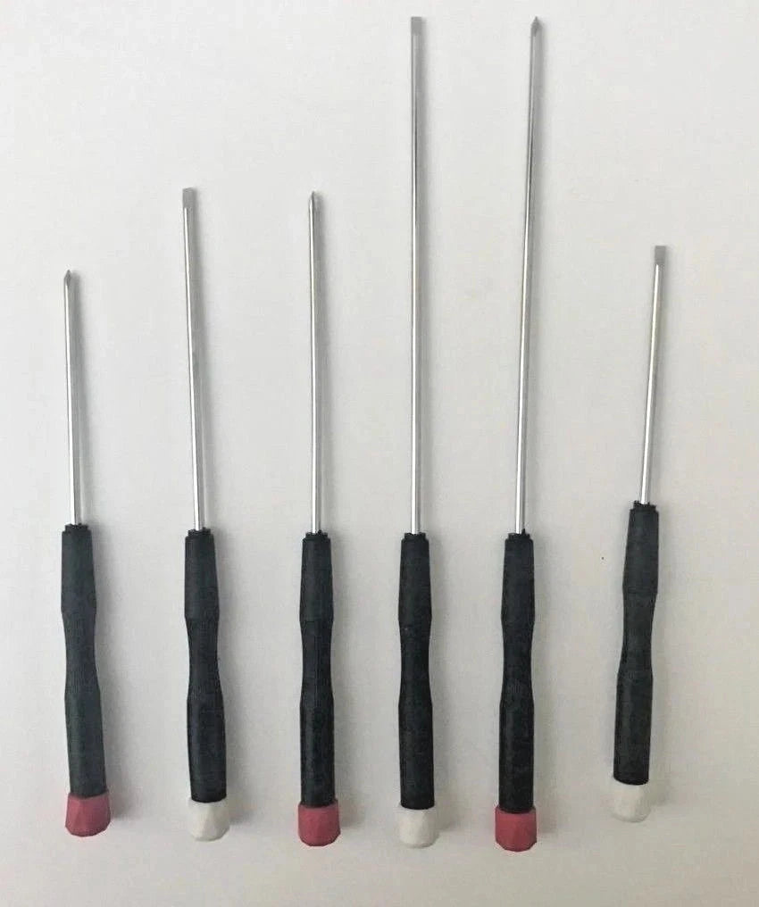 2 X 6pc Precision Screwdriver Set-Different Sizes/Heads-Long Reach Screwdrivers