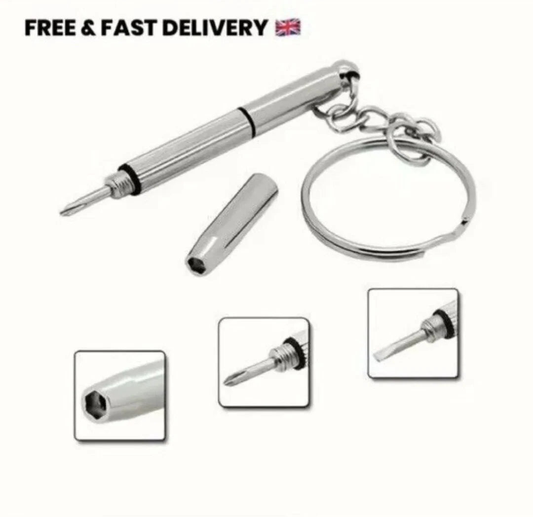 3 In 1 Mini Screwdriver Keyring Repair Set Multi Tool For Glasses, Phone, Watch