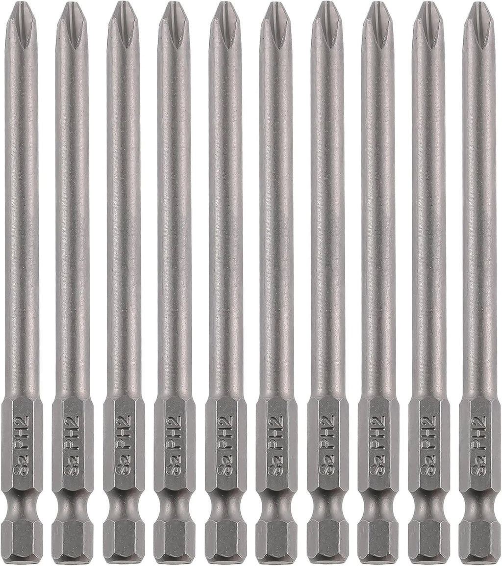 Precision 10PCS Phillips Screwdriver Bit Set - 4 Inch S2 Steel with Magnetic Tip