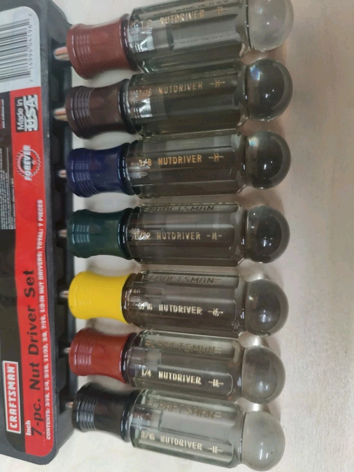 Craftsman USA 9-4196 Nutdriver Set 7 Pc w/ wall holder 3/16" thru 1/2"  H Series