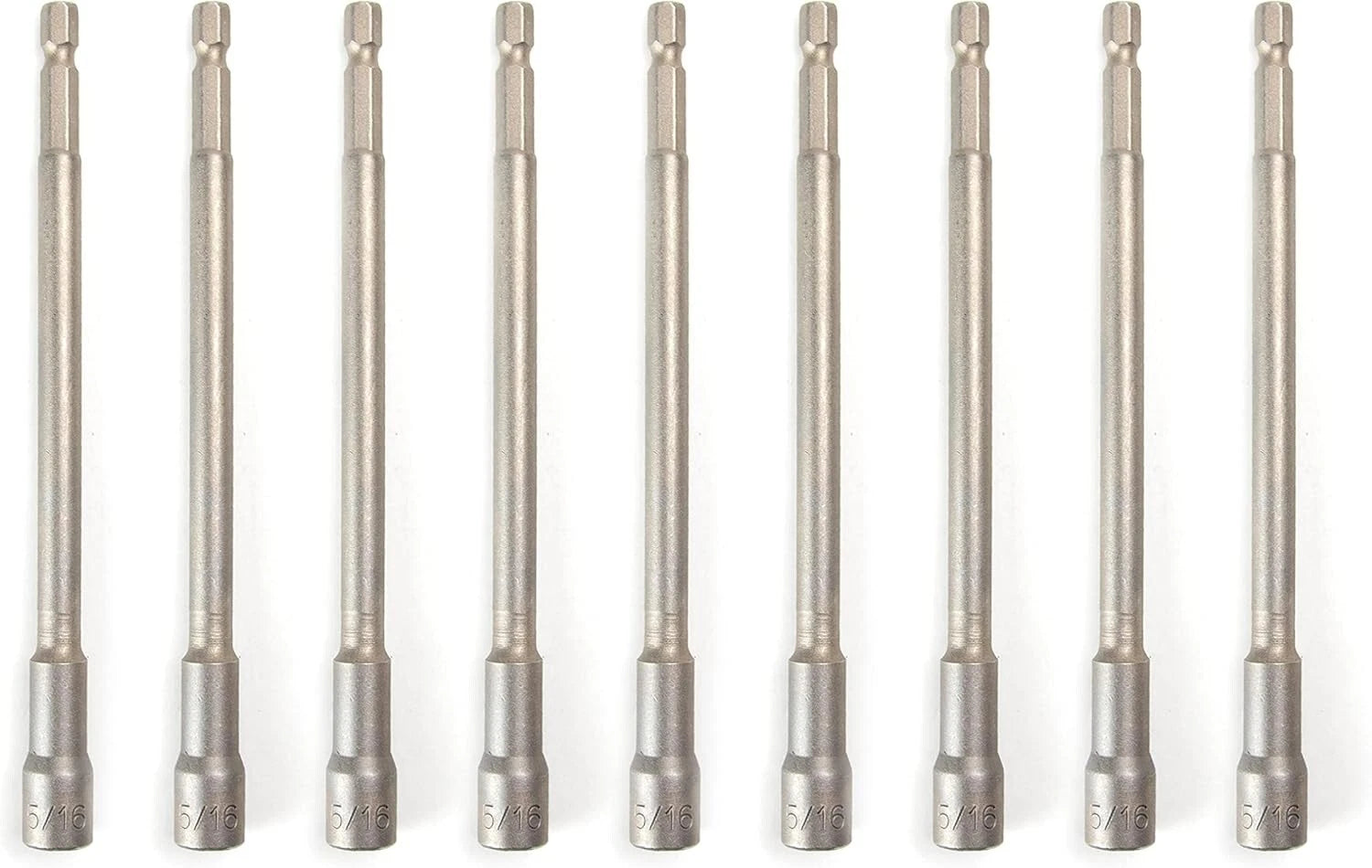 10pc 5/16" Magnetic Nut Driver Set Nut Setter Power Drill Bit 1/4" Shank 6" Long