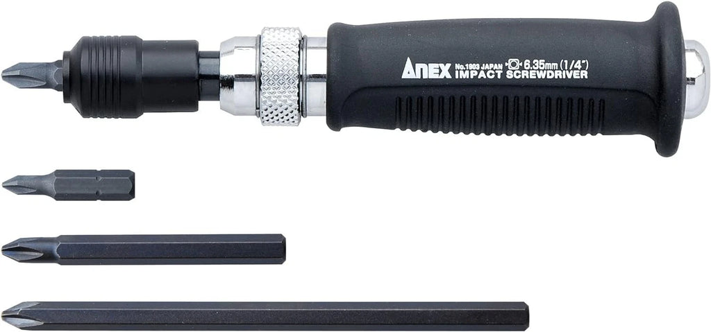 ANEX 1903-S Mini Impact Screwdriver with 4 Bits From Japan