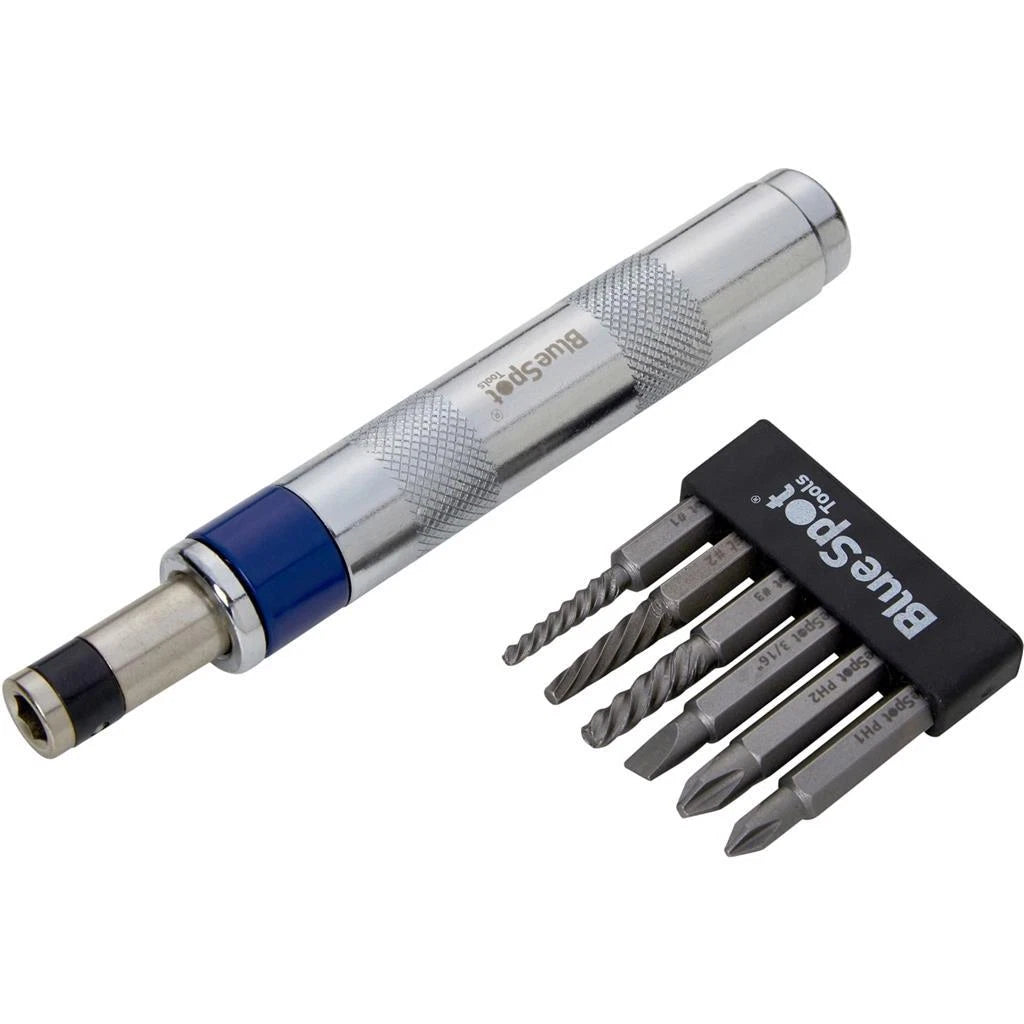 BlueSpot 1/4" Impact Driver And Extractor Phillips Slotted Bits Set Compact