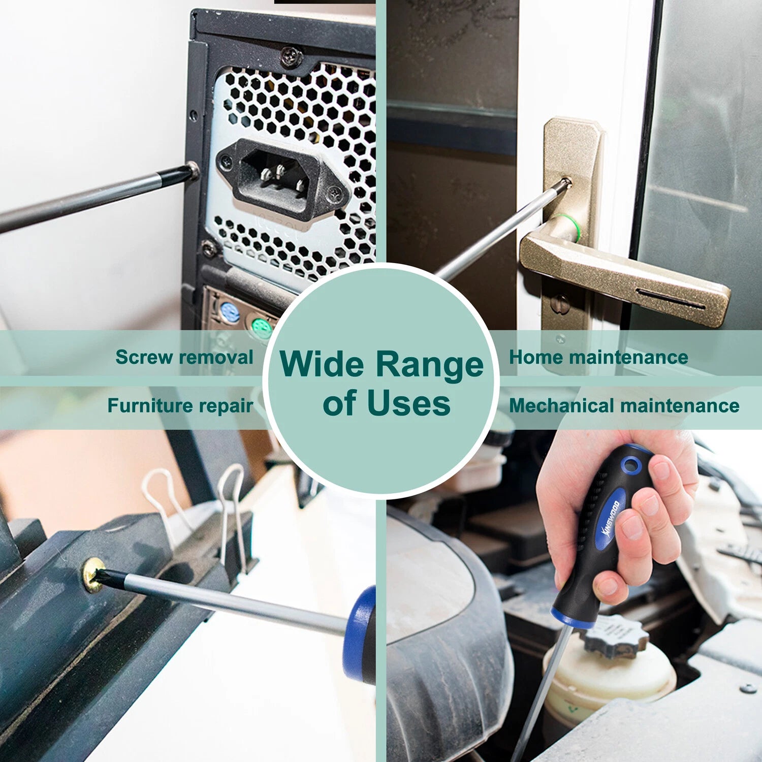 Kinswood 4 PCS Screwdriver Set Phillips Flat Head Slotted Repair Tools