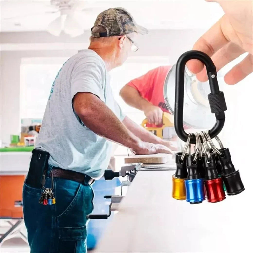 6Pcs 1/4" Hex Shank Quick Release Keychain Screwdriver Drill Bit Holder Bits Set