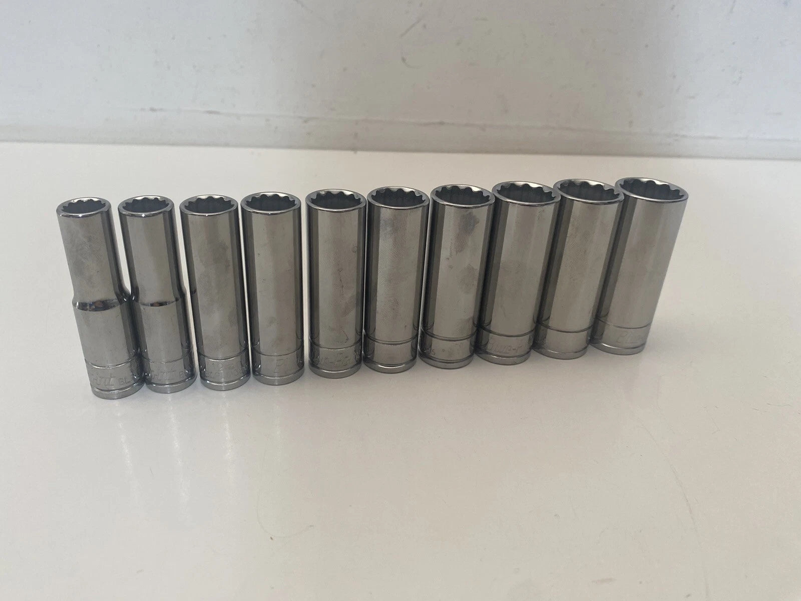 Blue Point 3/8” Deep Socket Set 10-19mm 12 Point 10pc Set As Sold By Snap On