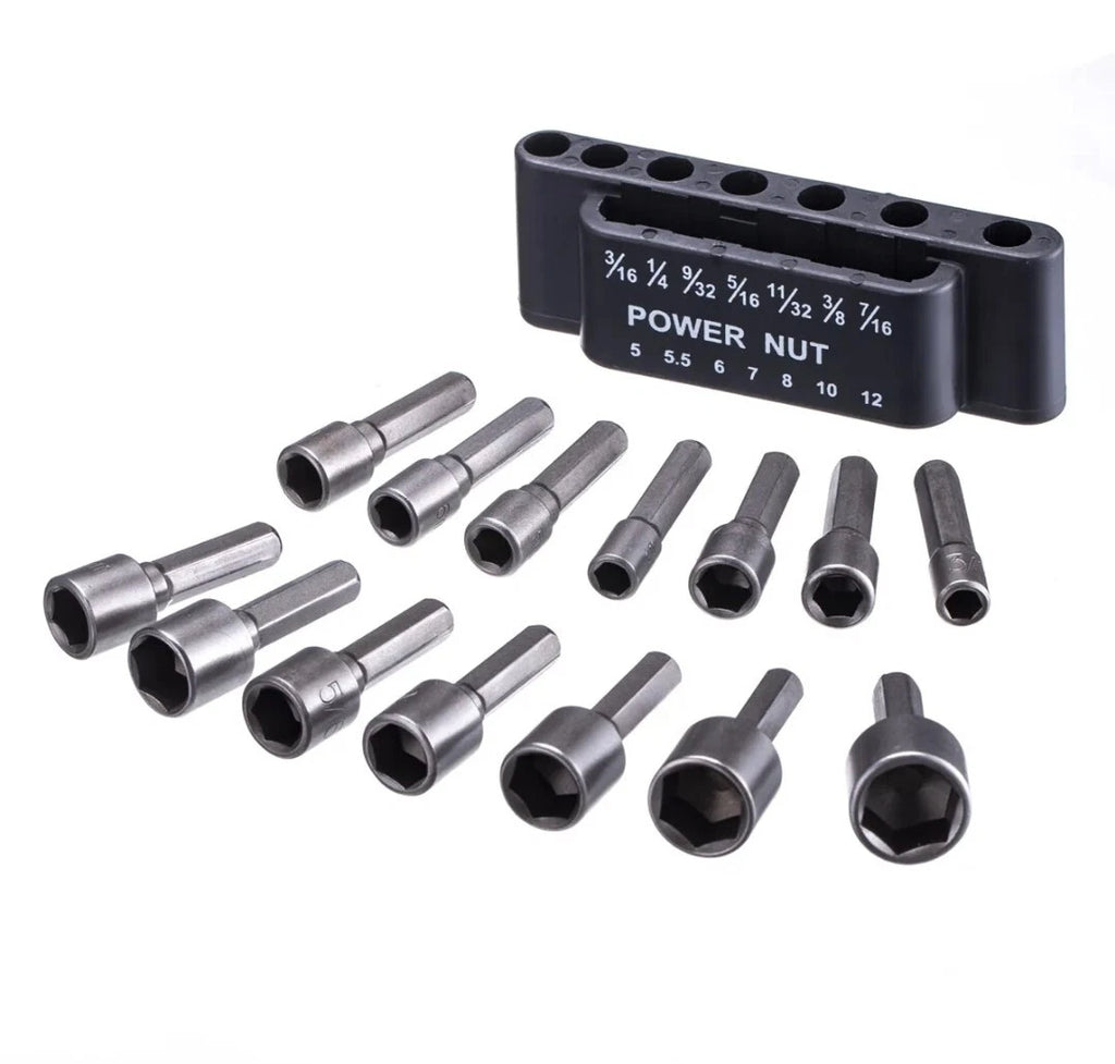 14pcs Power Nuts Driver Drill Bit Tools Set Metric Socket Wrench Screw
