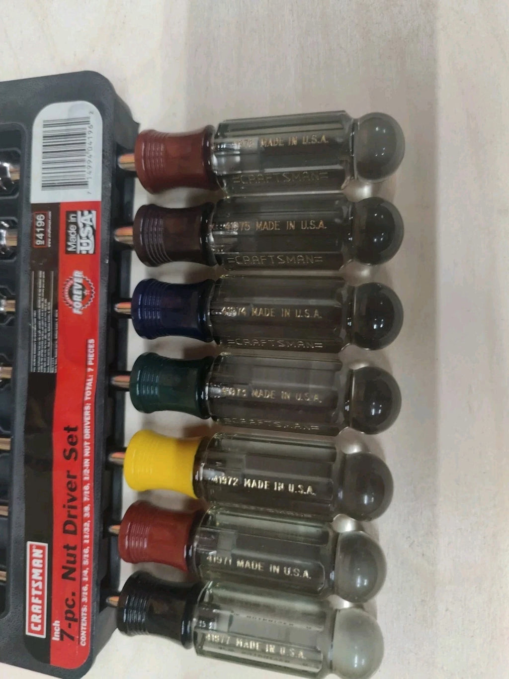 Craftsman USA 9-4196 Nutdriver Set 7 Pc w/ wall holder 3/16" thru 1/2"  H Series