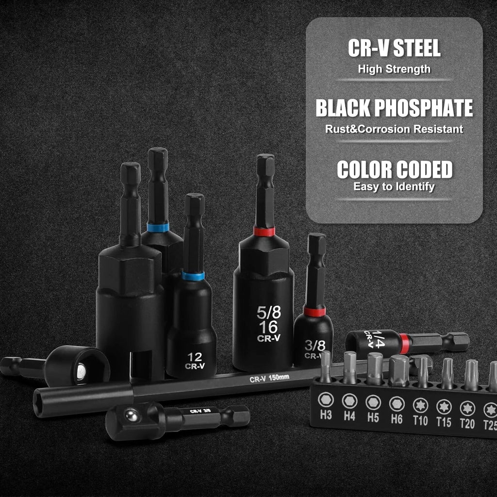 Versatile 55-Piece Nut Driver Set with Magnetic Extensions for DIY Projects