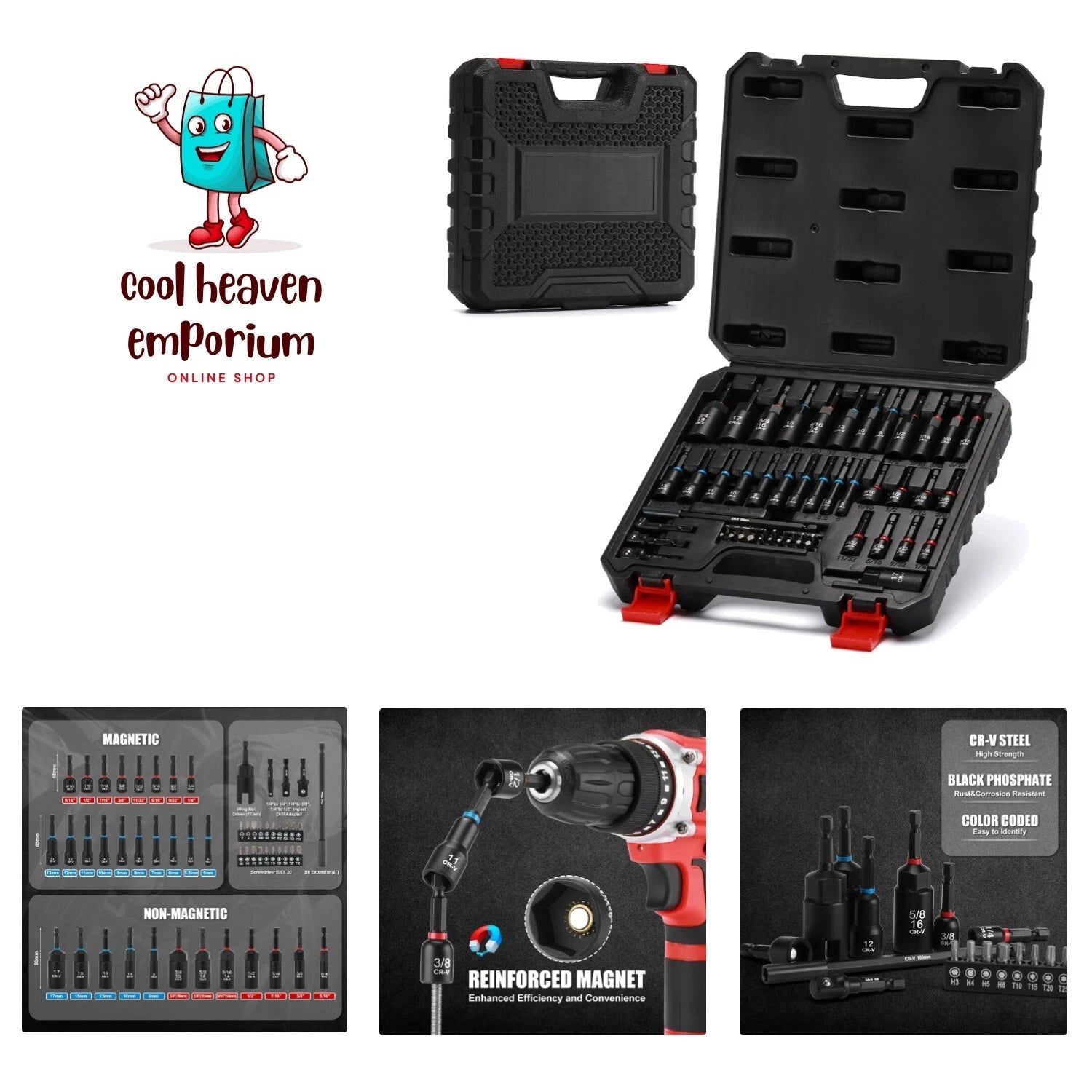 Versatile 55-Piece Nut Driver Set with Magnetic Extensions for DIY Projects