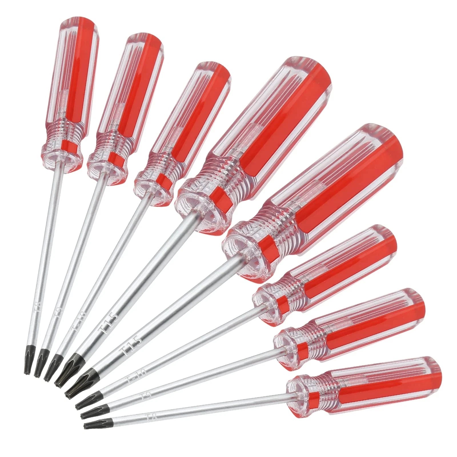 8PCS Magnetic Torx Screwdrivers Set Security Screwdriver T8 T9 T15 T15 Torx(Red)