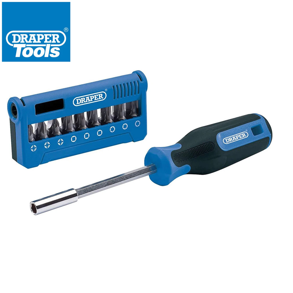 19pc Screwdriver Handle & Bit Set PZ PH TX Magnetic Holder + Case Draper 04497