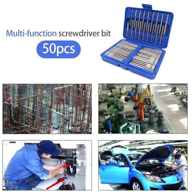 50pcs 75mm Security Screwdriver Bits Extra Long Reach Bit Torx Star Hex Spline