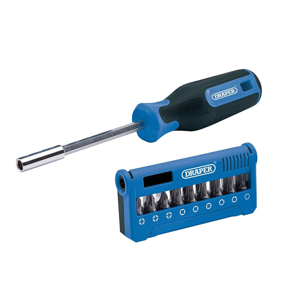 19pc Screwdriver Handle & Bit Set PZ PH TX Magnetic Holder + Case Draper 04497