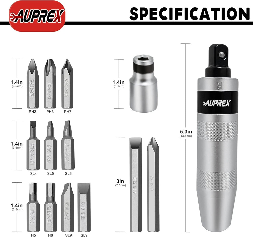 Juego de destornilladores manuales de impacto manual 1/2 pulgadas, 12 piezas