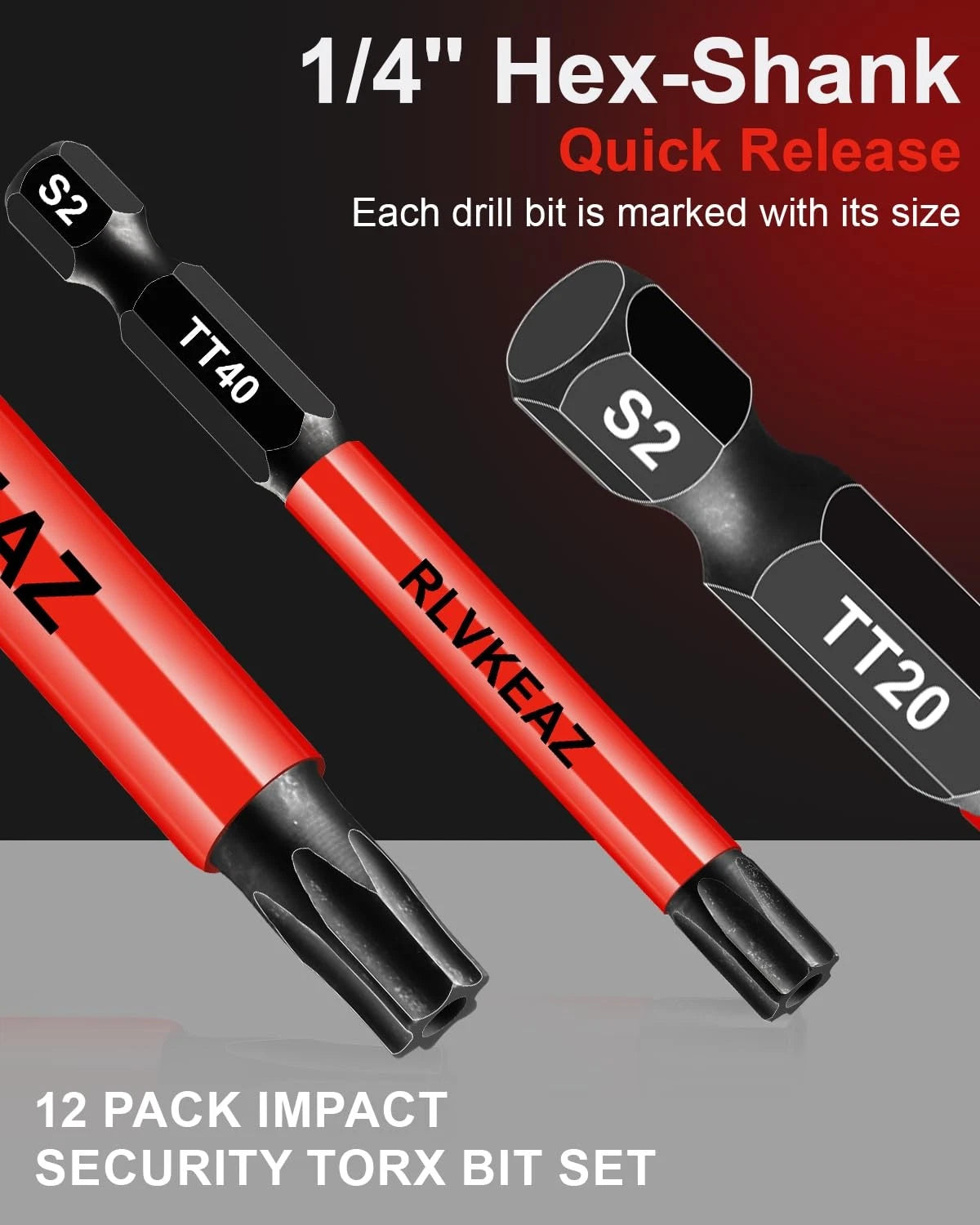 12-Piece Impact Security Torx Bit Set (T5-T40), 3-Inch Long S2 Steel...