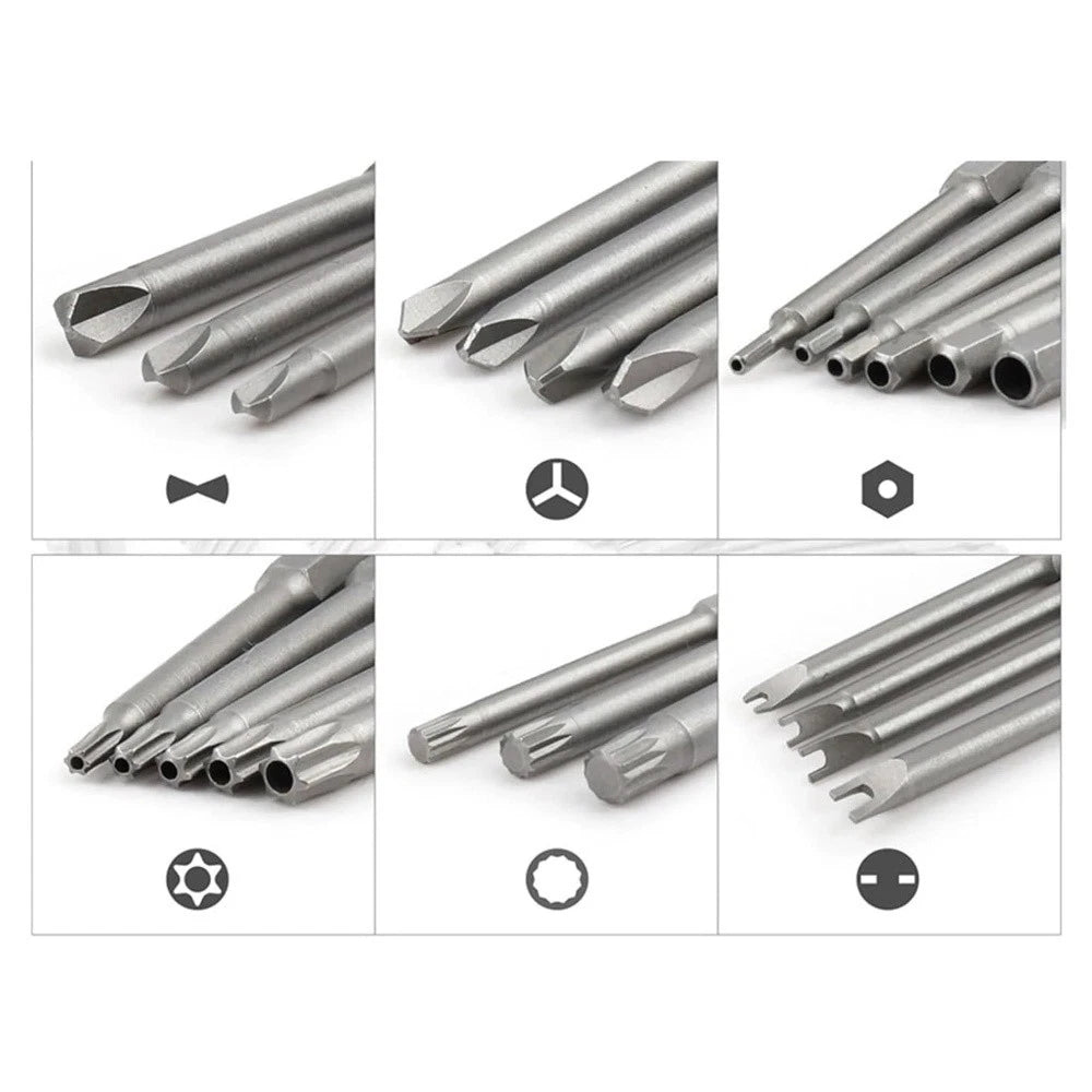 50Pc Long 75Mm Hex Torx Star Security Bit Set Tamper Proof Screwdriver With Case
