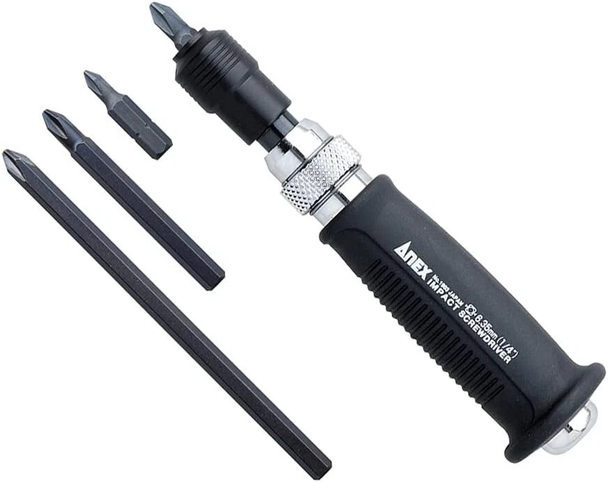 ANEX 1903-S Mini Impact Screwdriver with 4 Bits From Japan