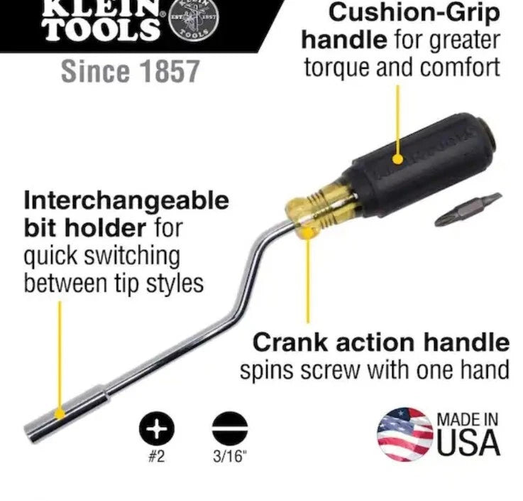 Klein Tools 6 In. Interchangeable Rapi-Driv Screwdriver- Cushion Grip Handle