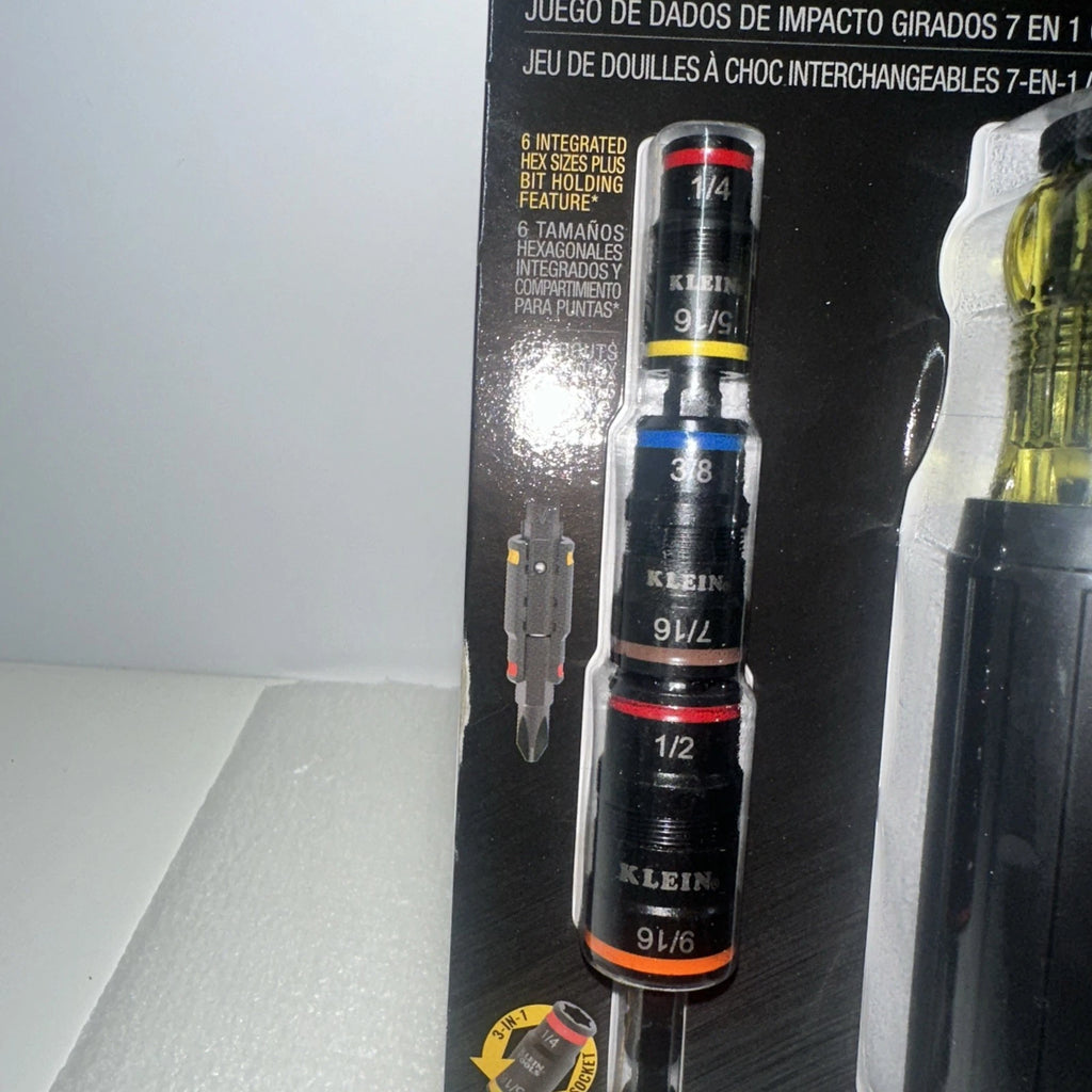 Brand New Klein Tools 32900R 7-In-1 Impact Flip Socket Set With 5” Handle