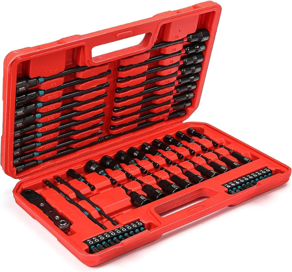 Magnetic Nut Driver Set for SAE/Metric Sizes, 60PCS 1/4 Inch Hex Shank | Cr-V St