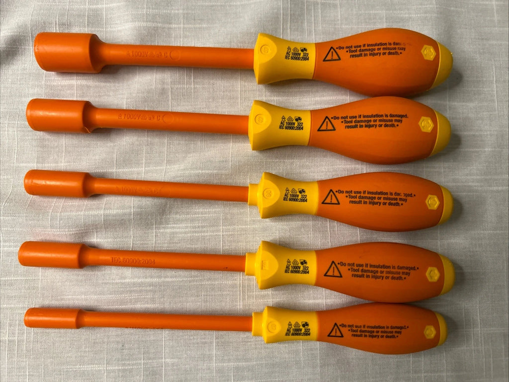 IDEAL Electrical 35-9330-31,32,34,35, 5 Pc. SAE Insulated Nut Driver Set Germany