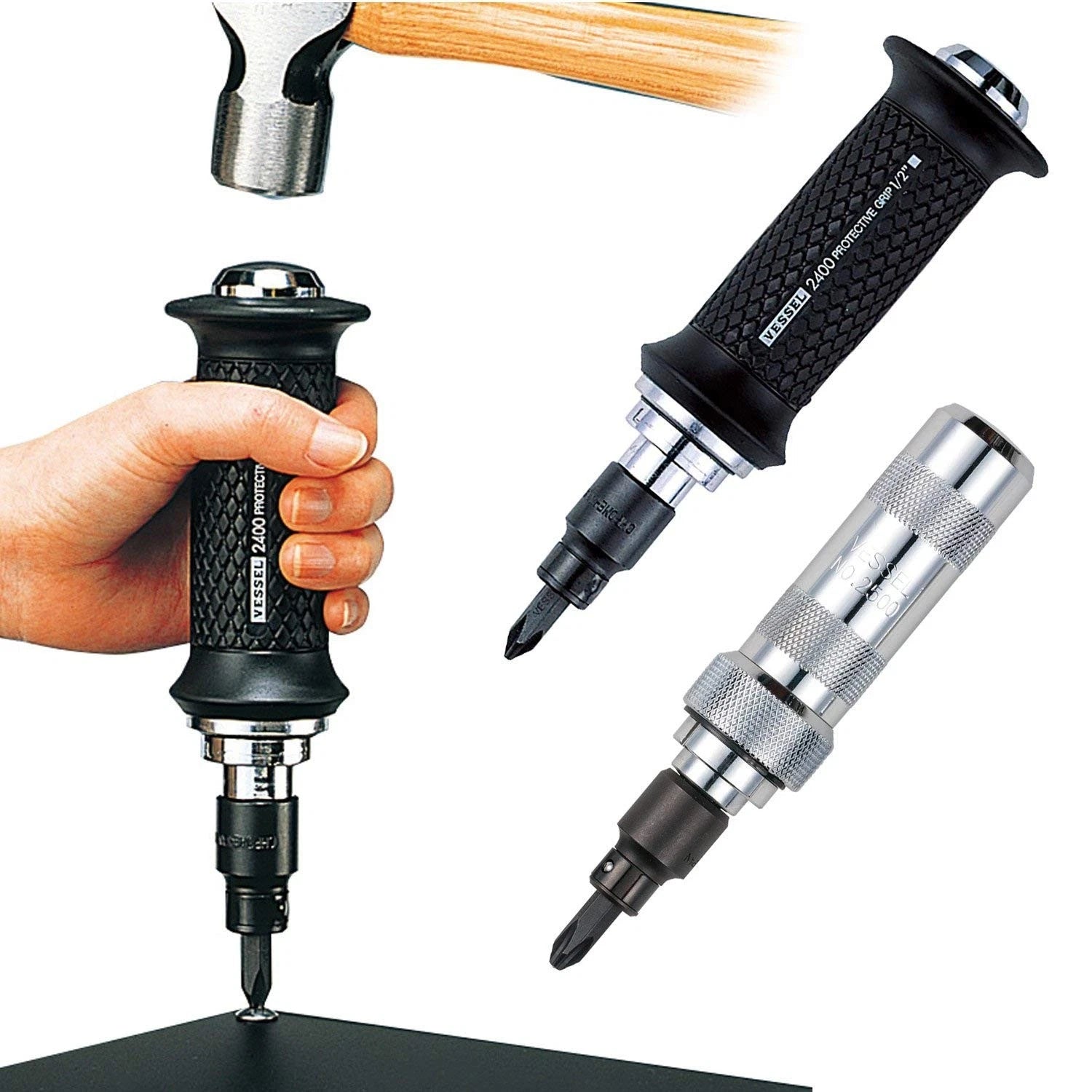 VESSEL BS2500 Impact Screwdriver Bits Heavy Duty 4 JIS Set Pcs 75