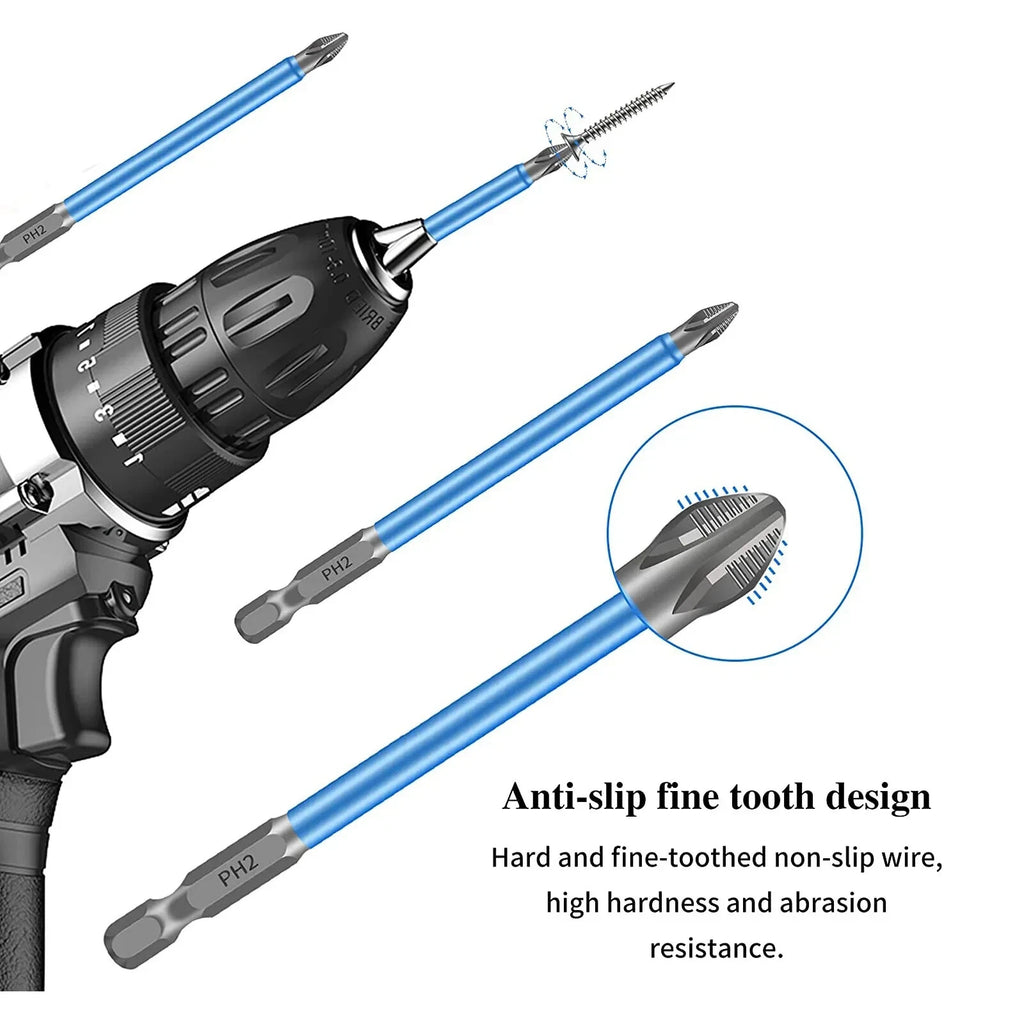 7~21 Magnetic screwdriver bit Bits set PH2 Anti-slip Hex Shank Screw Cross Head