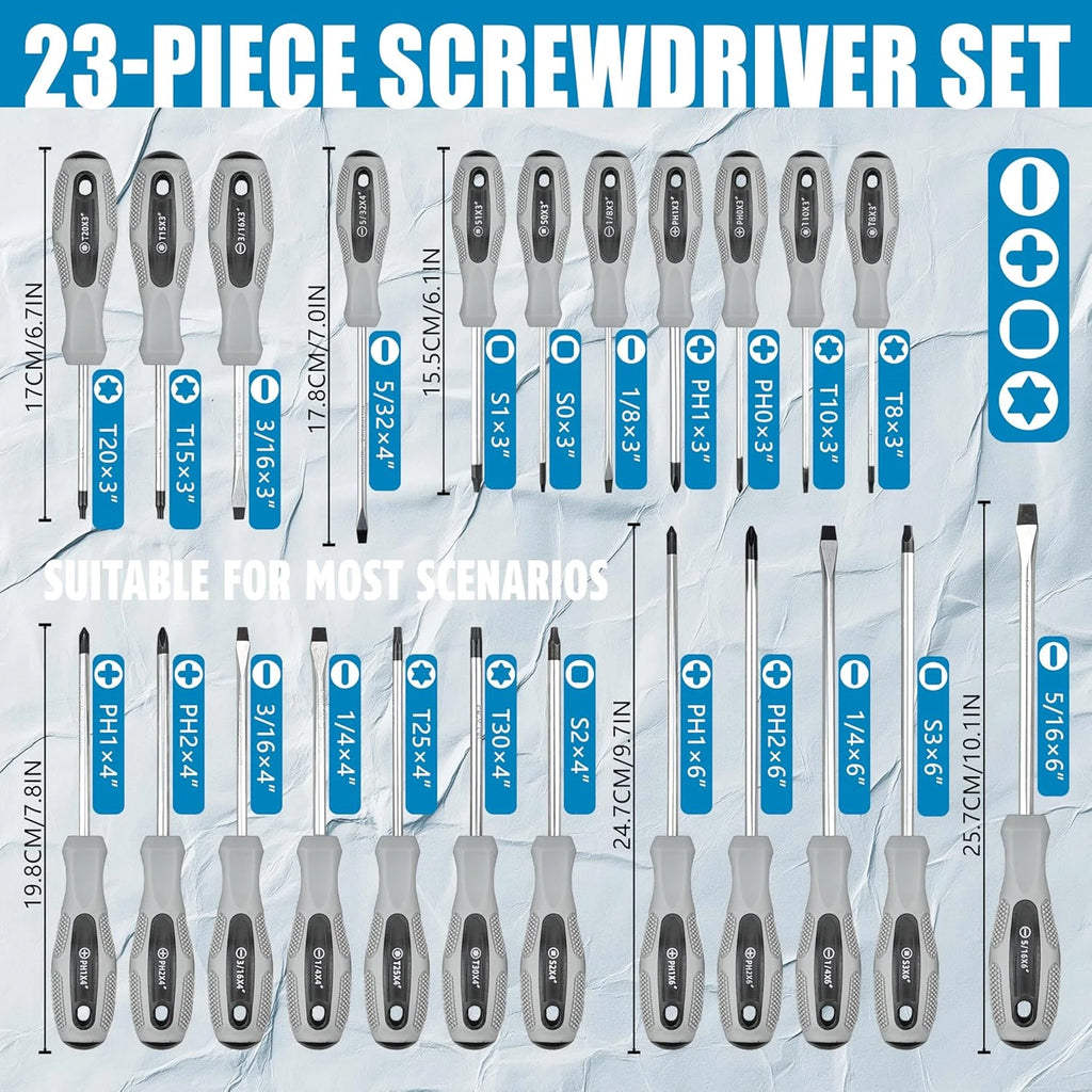 100-Piece Magnetic Screwdriver Set with Plastic Rack, Includes Slotted/Phillips/