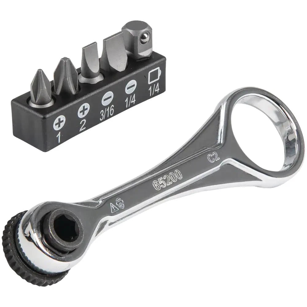 1/4 In. Drive Electrician'S Mini Ratchet with Screwdriver Bits and Adapter