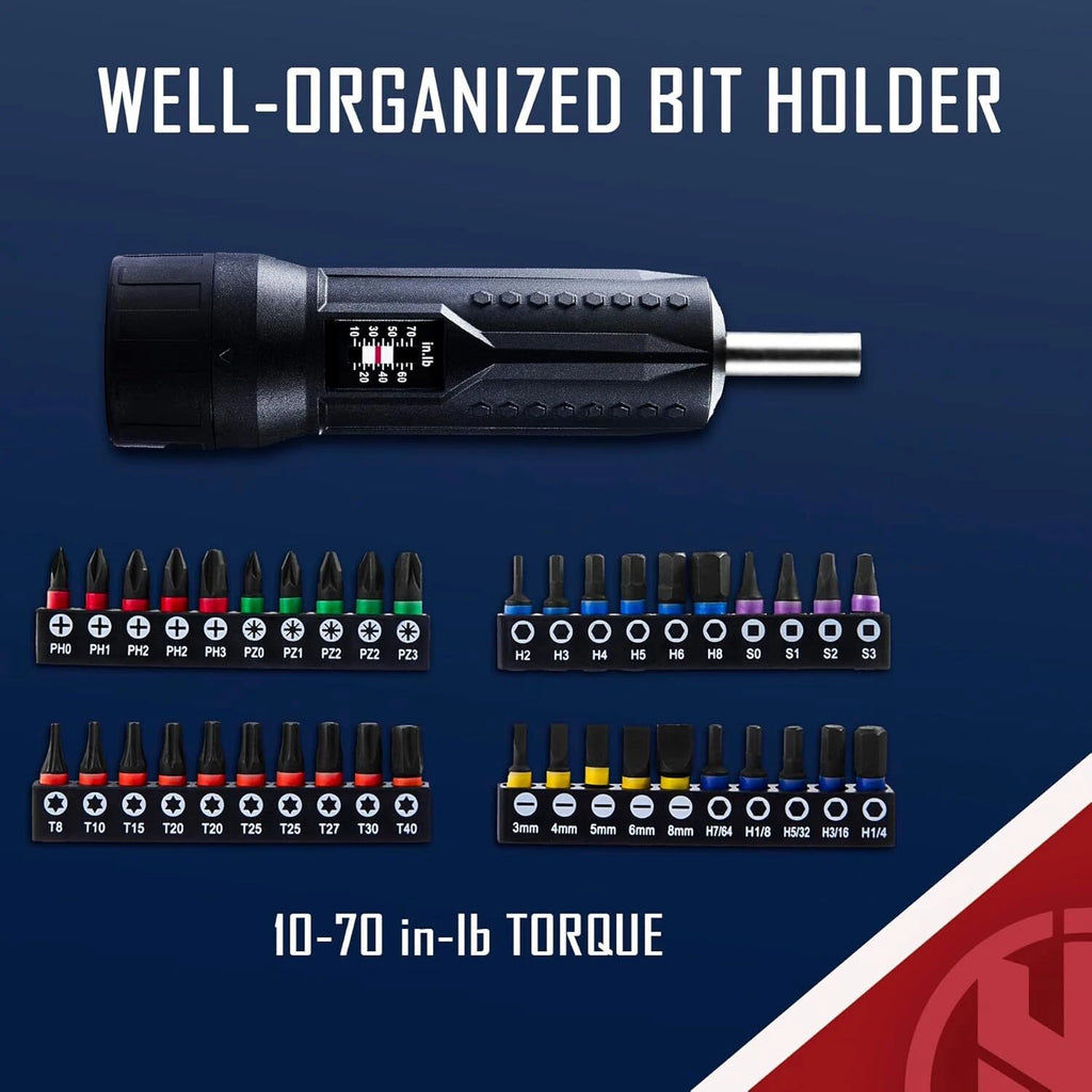 Torque Screwdriver Wrench Driver Set for Maintenance w/T-bar Handle 40 Hex Bits
