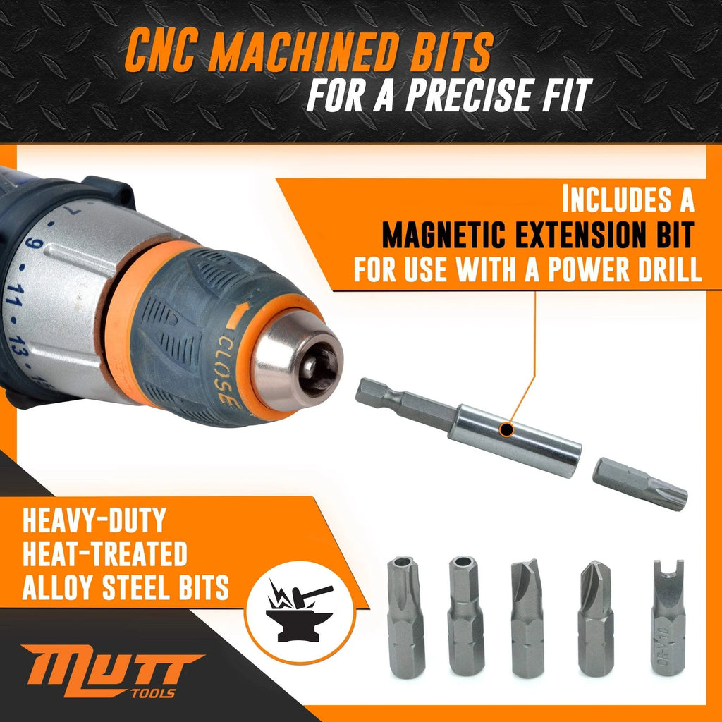 33pc Security Bit Set – Includes Security Torx, Metric and SAE Hex, Torq, Spanne