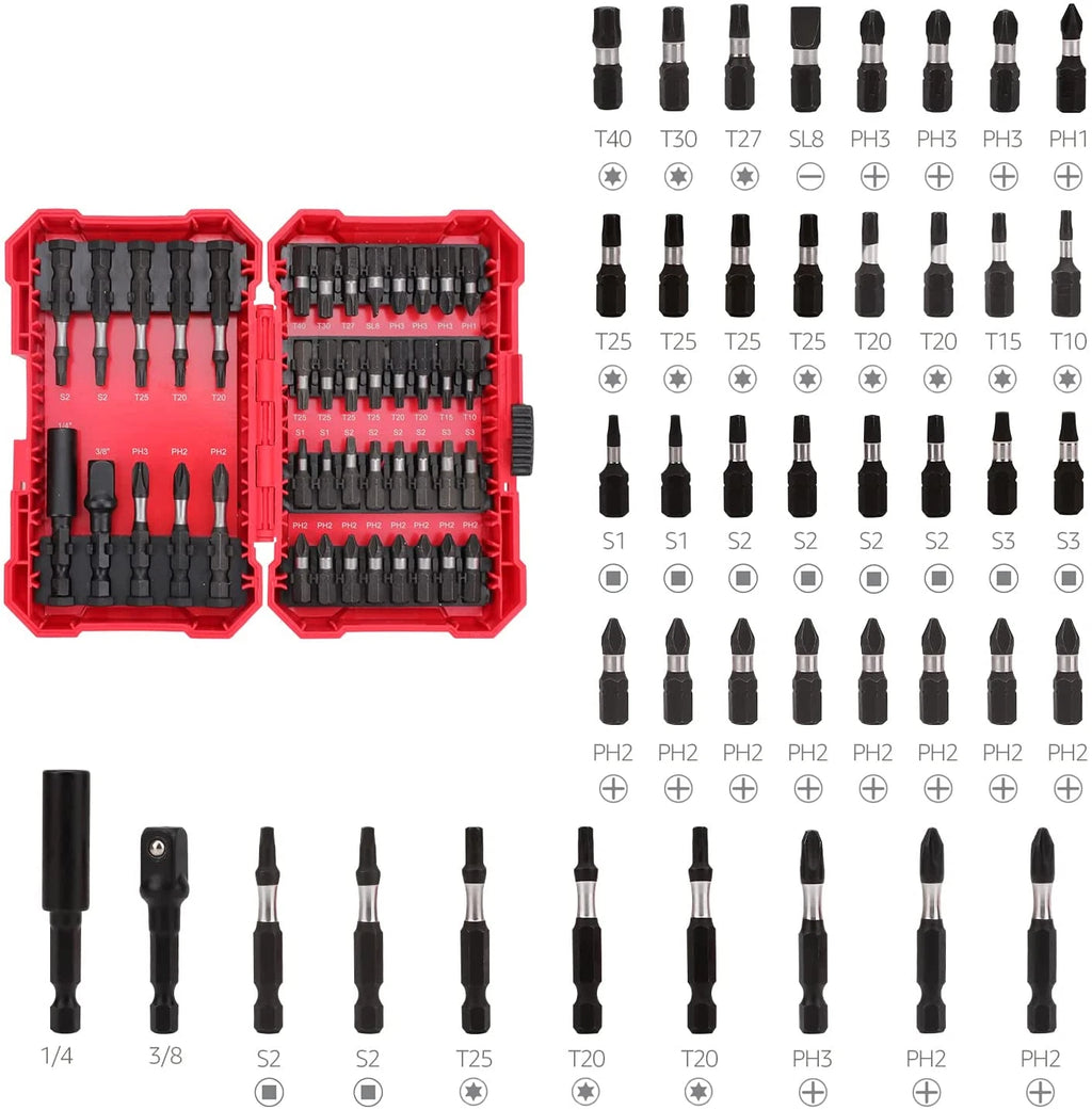 Amazon Basics 42-Piece Impact Screwdriver Bit Set Phillips, Slotted and Torx, On