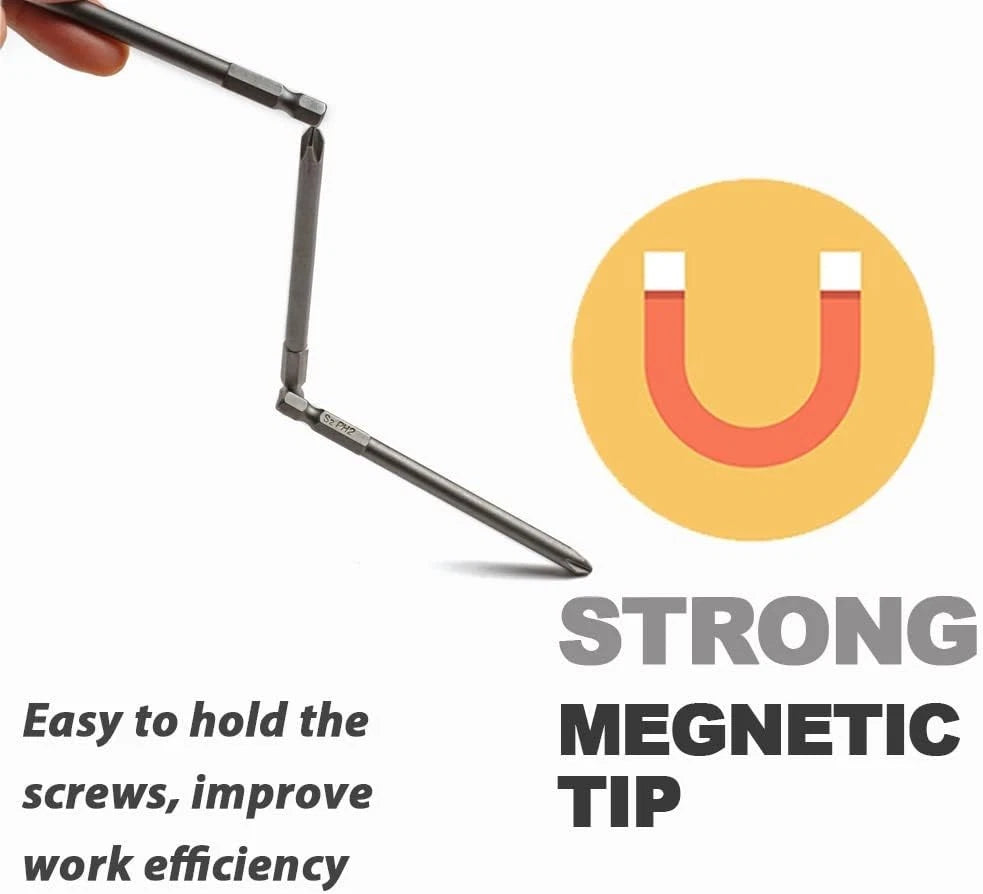 Precision 10PCS Phillips Screwdriver Bit Set - 4 Inch S2 Steel with Magnetic Tip