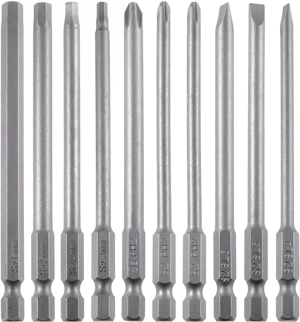 Durable 10-Piece S2 Steel Screwdriver Bit Set with Magnetic Tips - For All Tools
