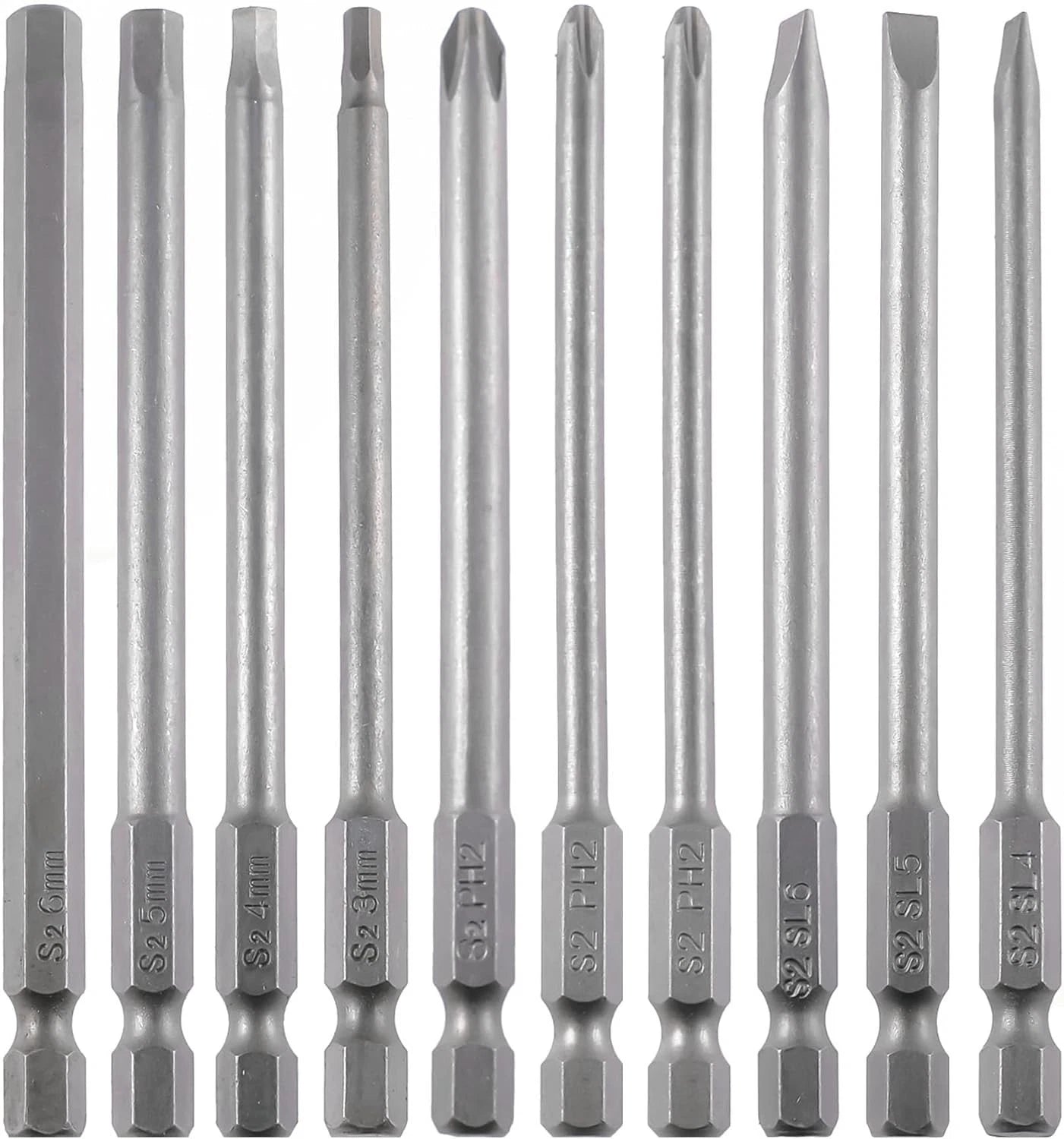 Durable 10-Piece S2 Steel Screwdriver Bit Set with Magnetic Tips - For All Tools