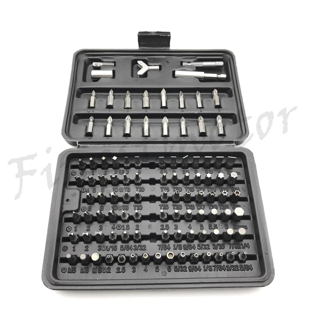 100Pcs 1/4" Torx Hex Torq Security Bit Set Tamper Proof Case Screwdrivers Bits
