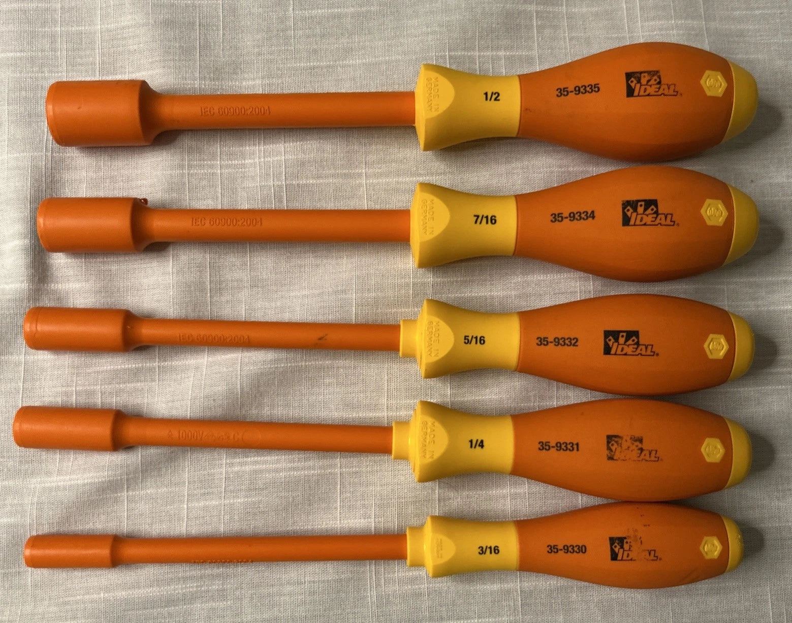 IDEAL Electrical 35-9330-31,32,34,35, 5 Pc. SAE Insulated Nut Driver Set Germany