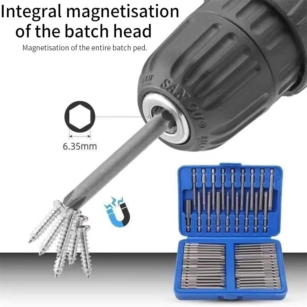 50Pc Long 75Mm Hex Torx Star Security Bit Set Tamper Proof Screwdriver With Case
