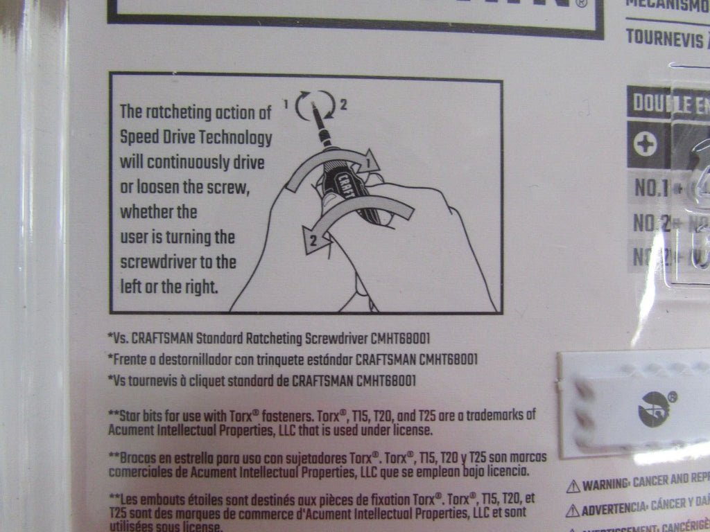 CRAFTSMAN Ratcheting Screwdriver SpeedDrive 2inch Double Ended Bits Included