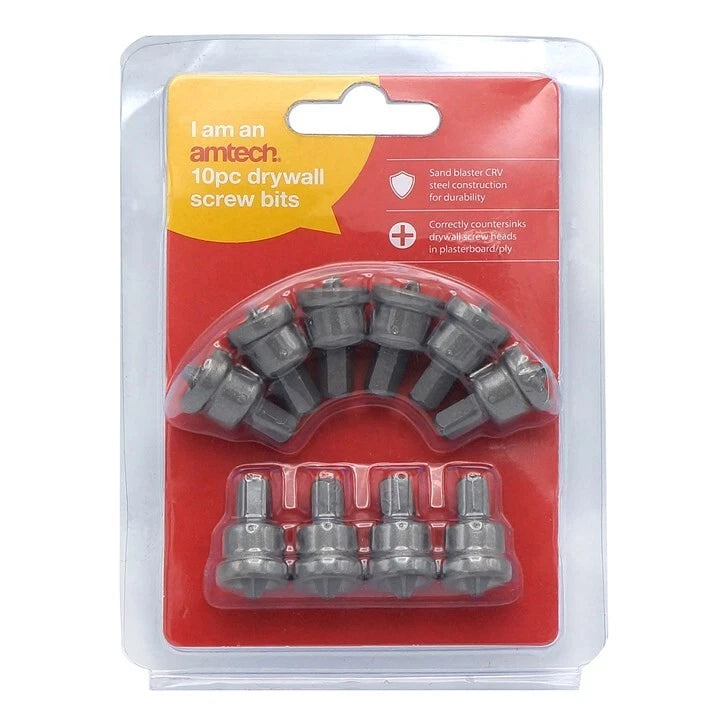 10 X Drywall Screw Adaptor set Plasterboard 2 Driver Bits 25mm Long Hex Shaft