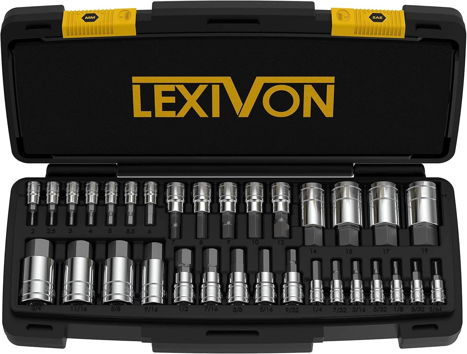 LEXIVON Master HEX Bit Socket Set, Premium S2 Alloy Steel | Complete 32-Piece,