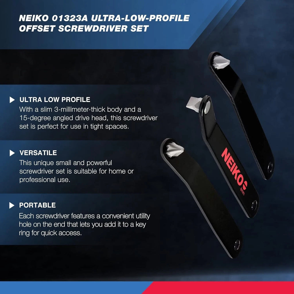 01323A Ultra Low Profile Offset Screwdriver Set | 5-Piece | S2 Steel | Phillips,